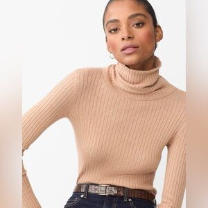 J McLaughlin Artlette Ribbed Turtleneck Sweater Sz Large Mustard Yellow Warm
